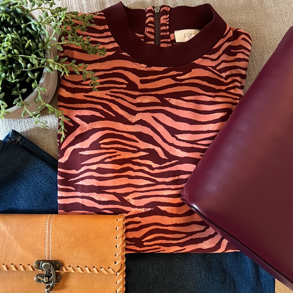 Ann Taylor LOFT animal print top.